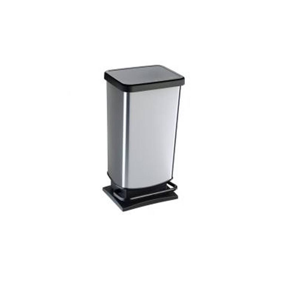 Paso plastic dustbin silver and black lt 20