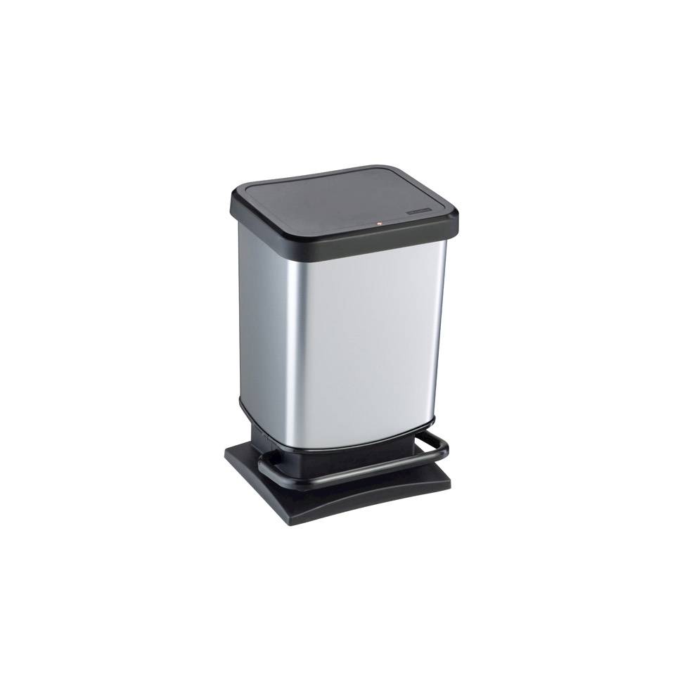 Paso plastic dustbin silver and black lt 40