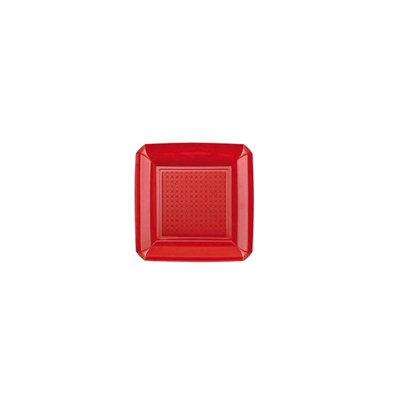 Piatto piano Dandy in plastica rosso cm 18x18