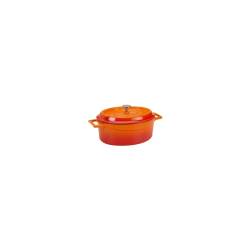 Slowcook oval mini casserole with orange cast iron lid 12x9 cm