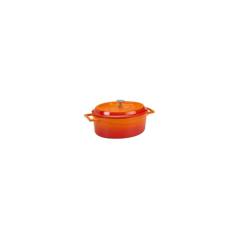 Slowcook oval mini casserole with orange cast iron lid 12x9 cm