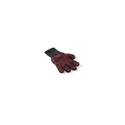 Black and red fiberglass oven mitt