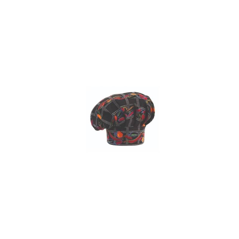 Black Pepper chef hat with chilies 100% cotton