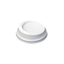 Disposable lid with hole for cap cup in white plastic cm 9.1