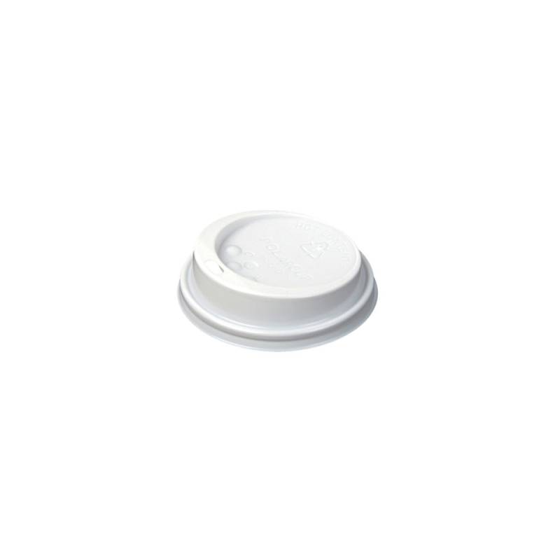 Disposable lid with hole for coffee glass in white plastic cm 7.5