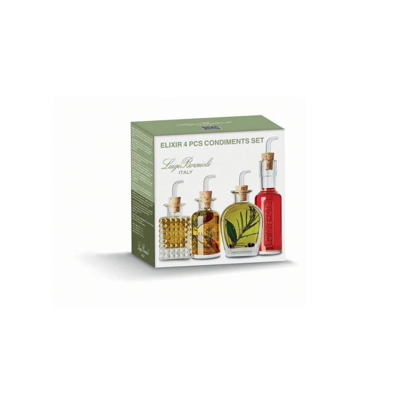 Set 4 bottiglie olio e aceto Luigi Bormioli in vetro