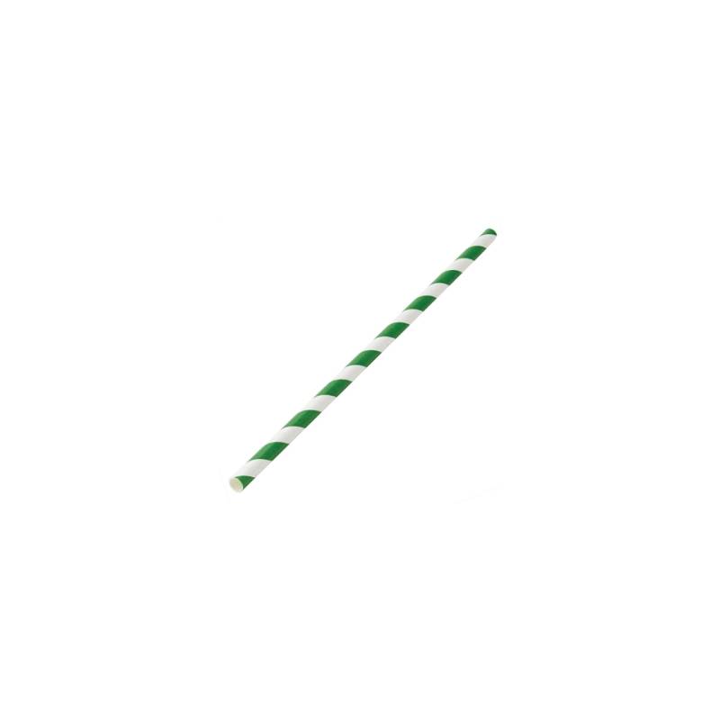 Biodegradable straws with spiral decoration in white and green paper cm 20x0.6