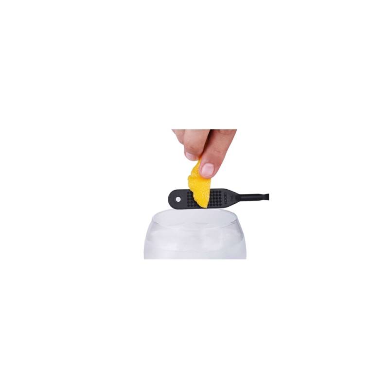Bar spoon con gratta limone in plastica nero cm 31