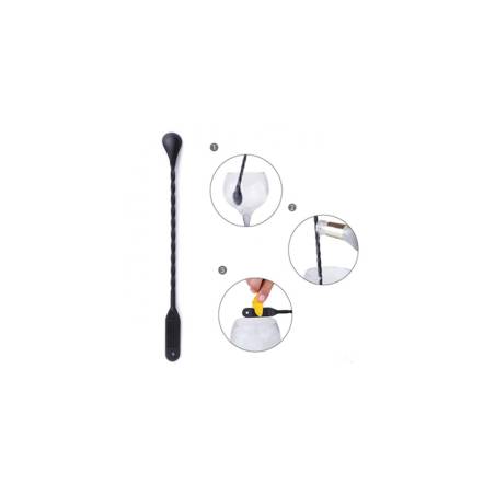 Bar spoon con gratta limone in plastica nero cm 31