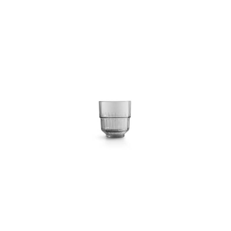 Bicchiere Linq rocks impilabile in vetro grigio fumé cl 26,6