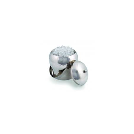 Hammered stainless steel ice bucket with tongs 15.5x14 cm
