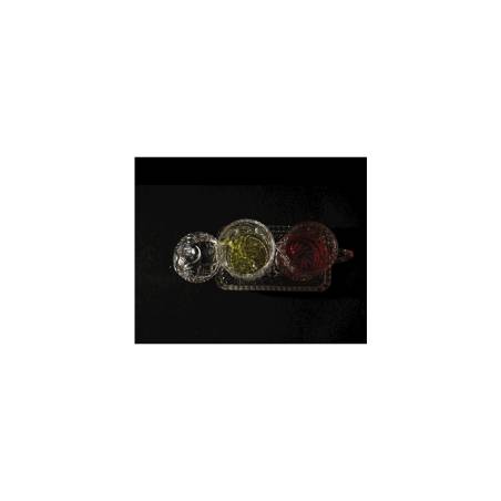 Vintage Glaske Set mit dekorierter Glasmilchschale und Zuckerdose