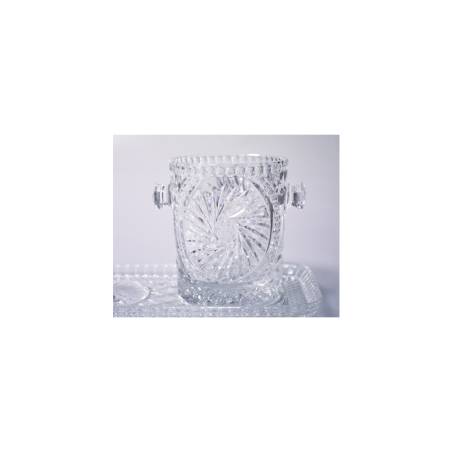 Juego Glaske vintage con bandeja de cristal decorada y cubo