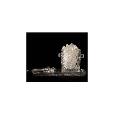 Ensemble Glaske vintage avec plateau en verre décoré et seau