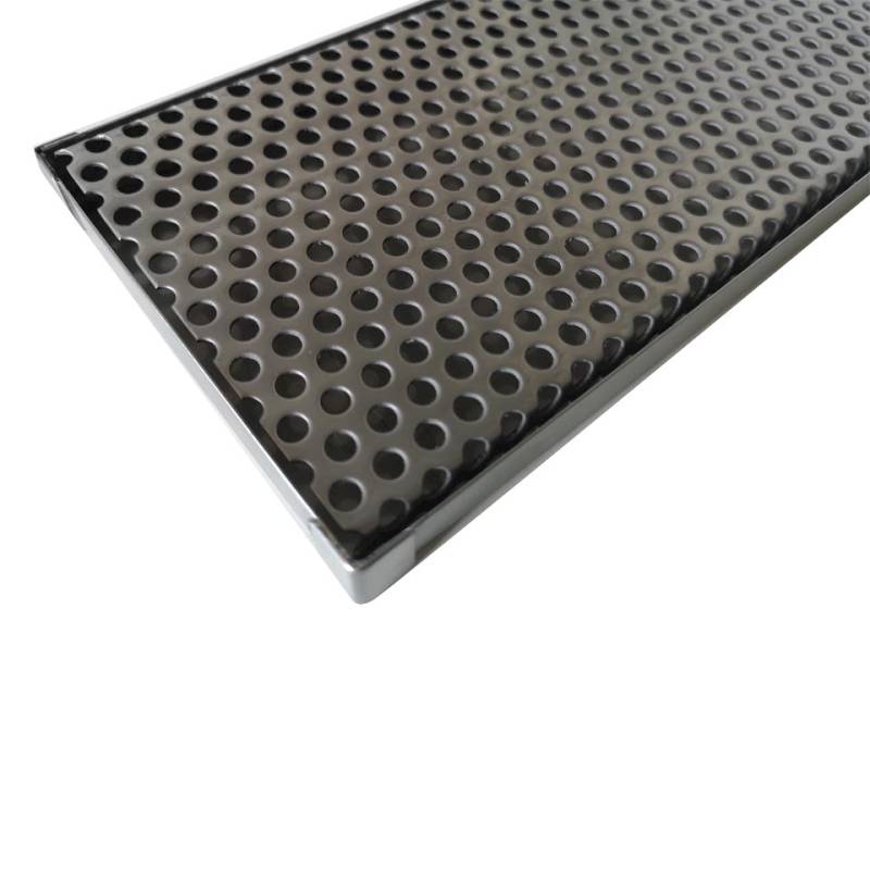 Bar mat con griglia fori tondi in acciaio inox cm 47x10,8x1,6