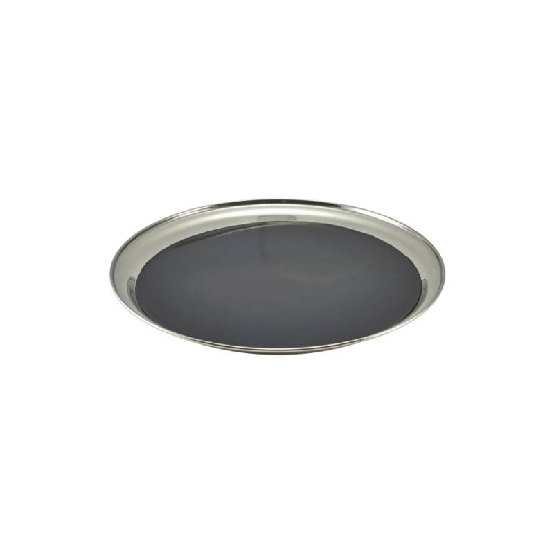 Vassoio antiscivolo in acciaio inox con gomma nera cm 30