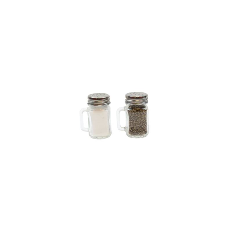 Salt and pepper shaker with transparent glass handle cl 4.5
