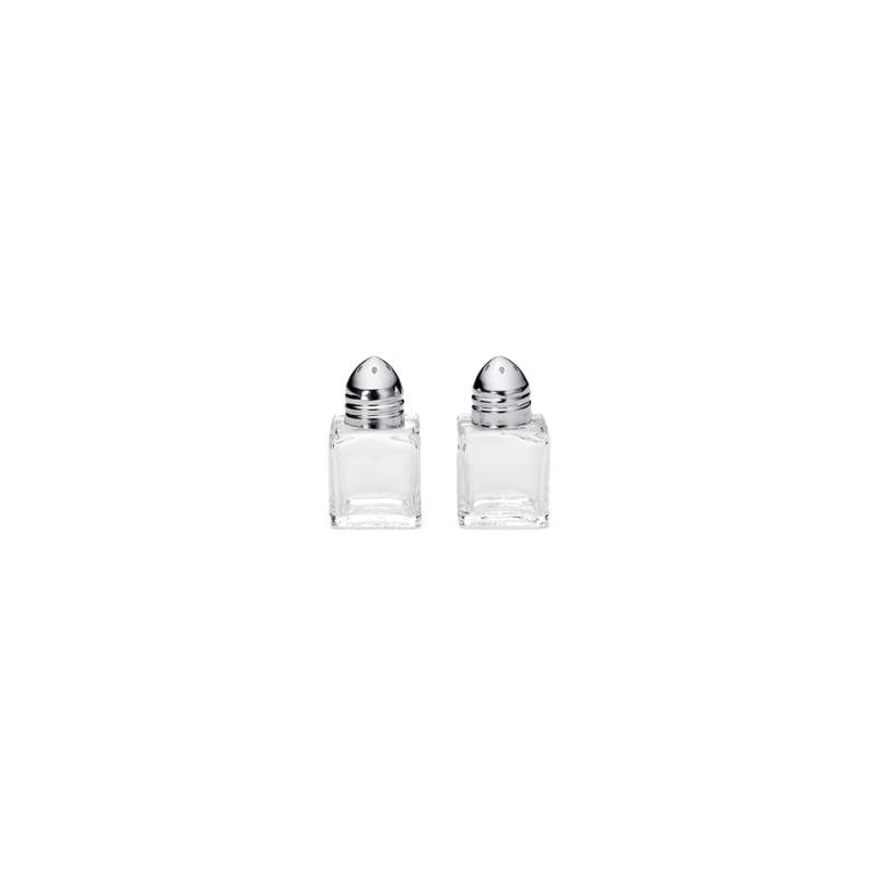 Salz- und Pfefferstreuer in Würfelform aus Glas mit Nickelstopfen cl 1.5