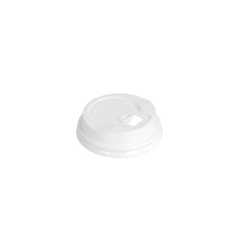 Disposable lid with hole for white plastic coffee cup cm 6.3