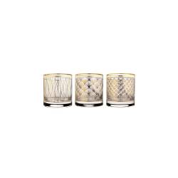 Side Coco Gold tumbler with assorted gold decorations in glass cl 33