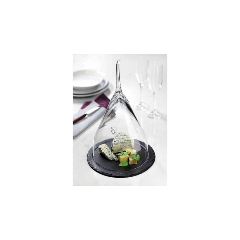Cupola Fromage in vetro con foro e piatto in ardesia