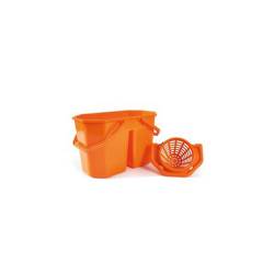Sturdy orange polypropylene 2 tubs bucket with wringer 3.96 gal