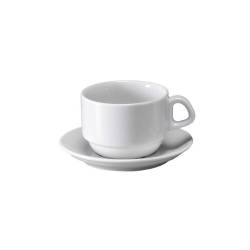 Tazza colazione impilabile con piatto Apulum in porcellana bianca cl 27