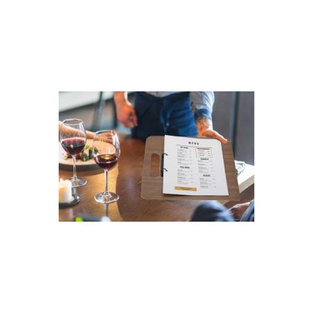 Walnut wood cutting board menu holder 30x33 cm