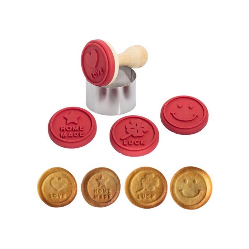 Wooden stamp cookie cutter with silicone mold