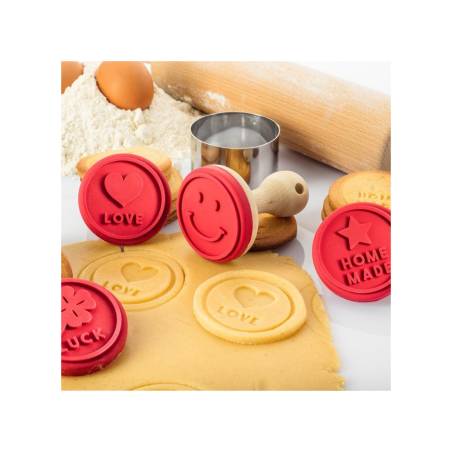 Tagliabiscotti a timbro in legno con stampo in silicone