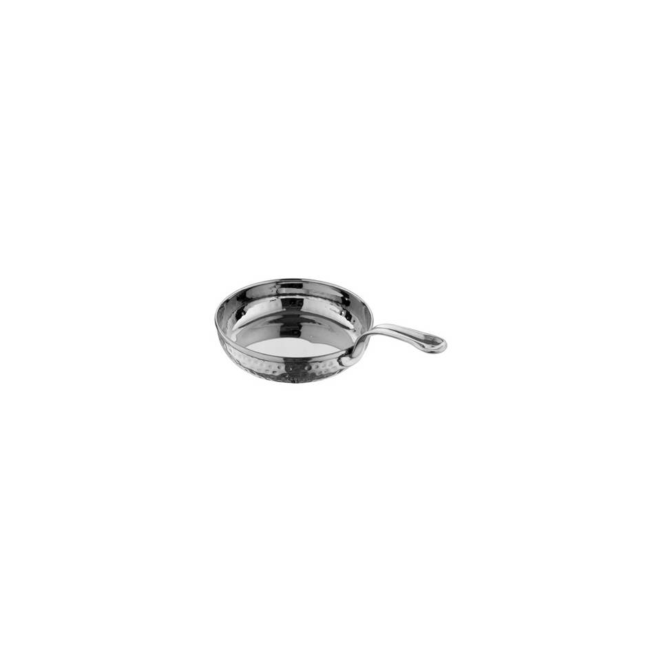 Hammered stainless steel one-handled round pan cm 15