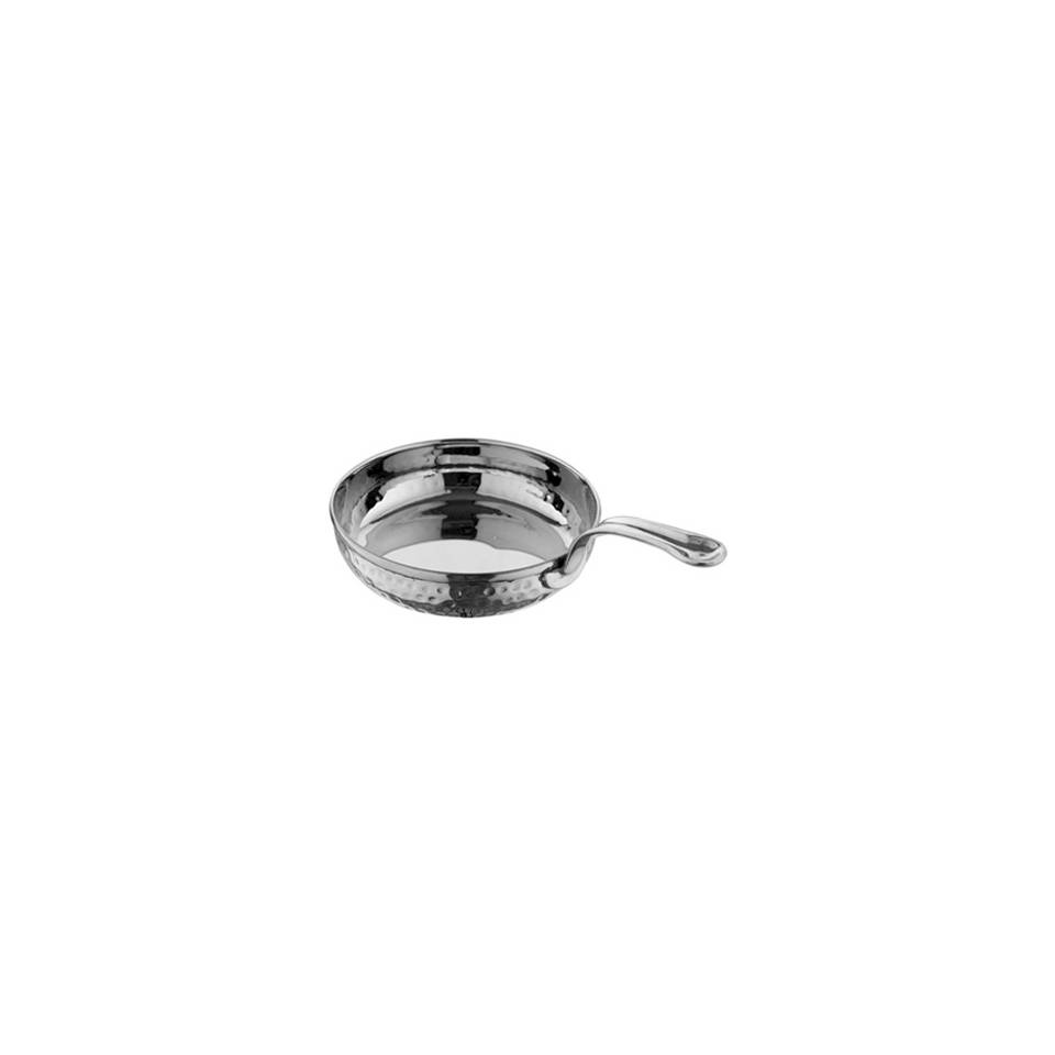 Hammered stainless steel one-handled round pan cm 17