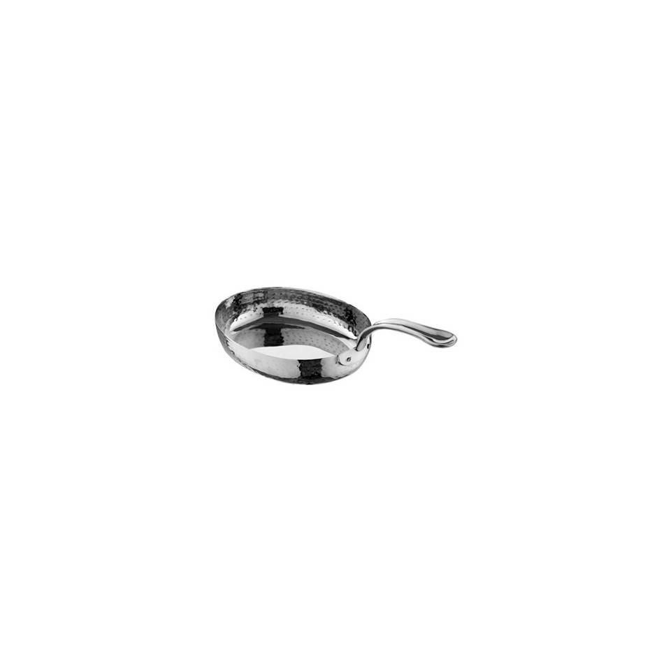 Hammered stainless steel one-handled oval pan 17x14 cm