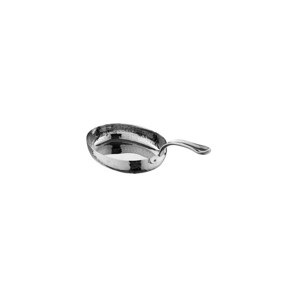 Hammered stainless steel one-handled oval pan 20x16 cm