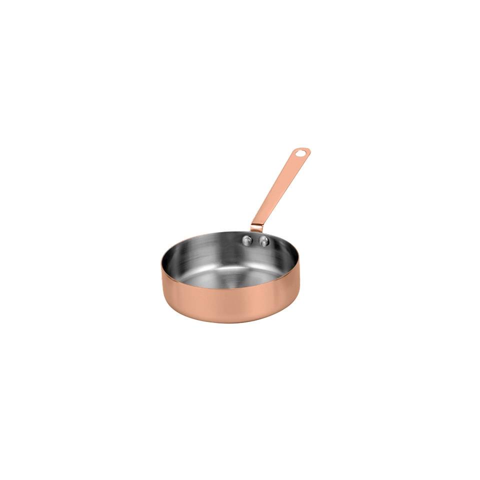 Stainless steel and copper one-handled round pan cm 7