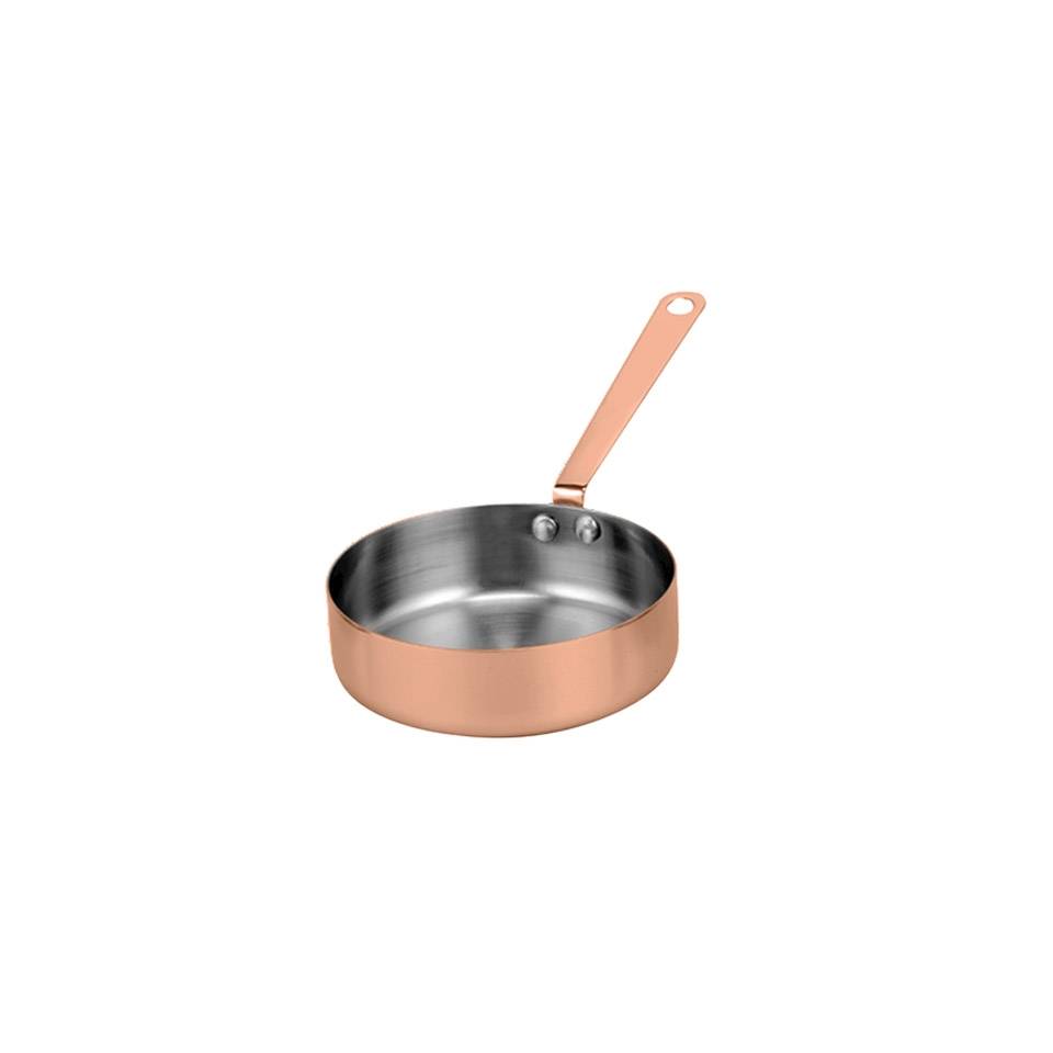 Stainless steel and copper one-handled round pan cm 10