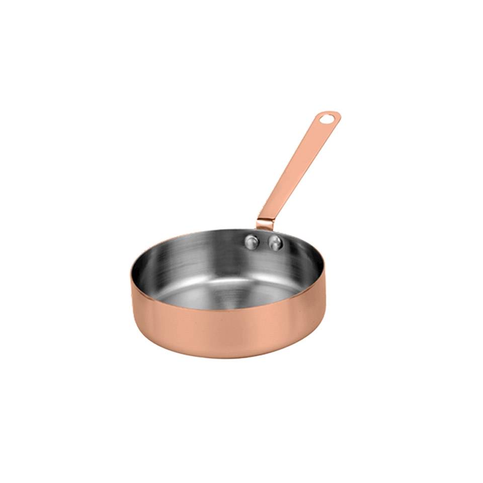 Stainless steel and copper one-handled round pan cm 12