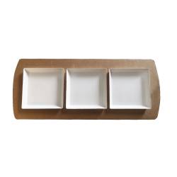 Tray 3 compartments for disposable saucers brown cardboard 48.5x20 cm