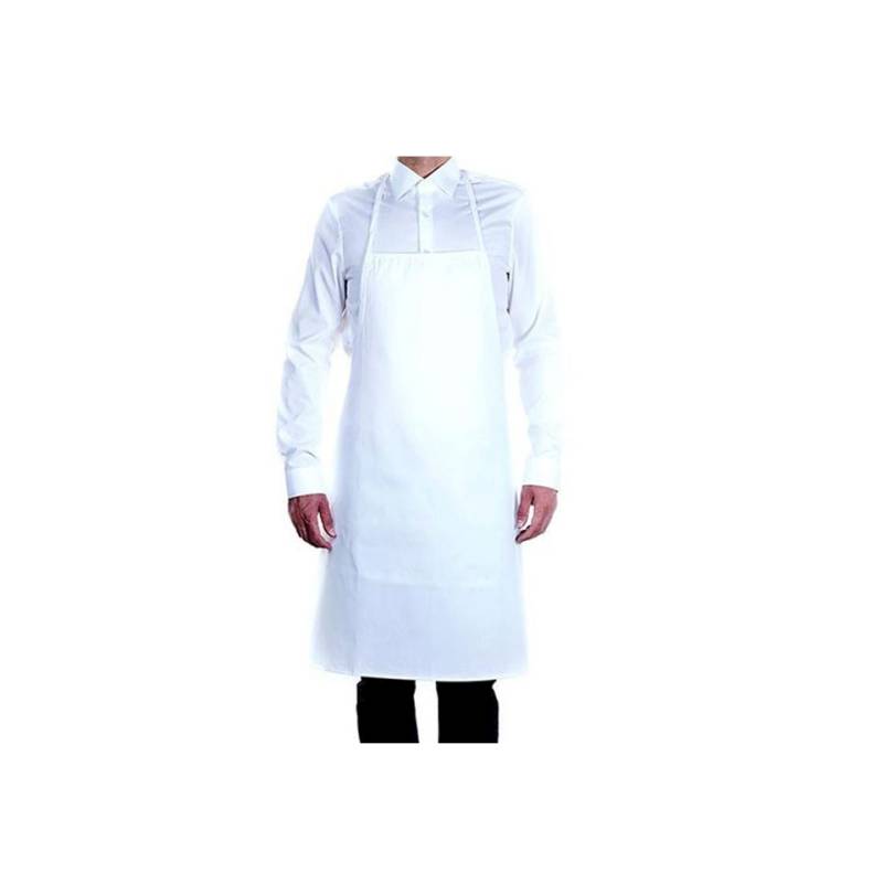 Roll-Drap apron with bib in white plasticized cotton 75x90 cm