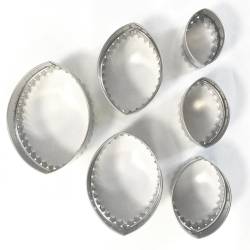 Set of stainless steel festoon leaf moulds in assorted sizes