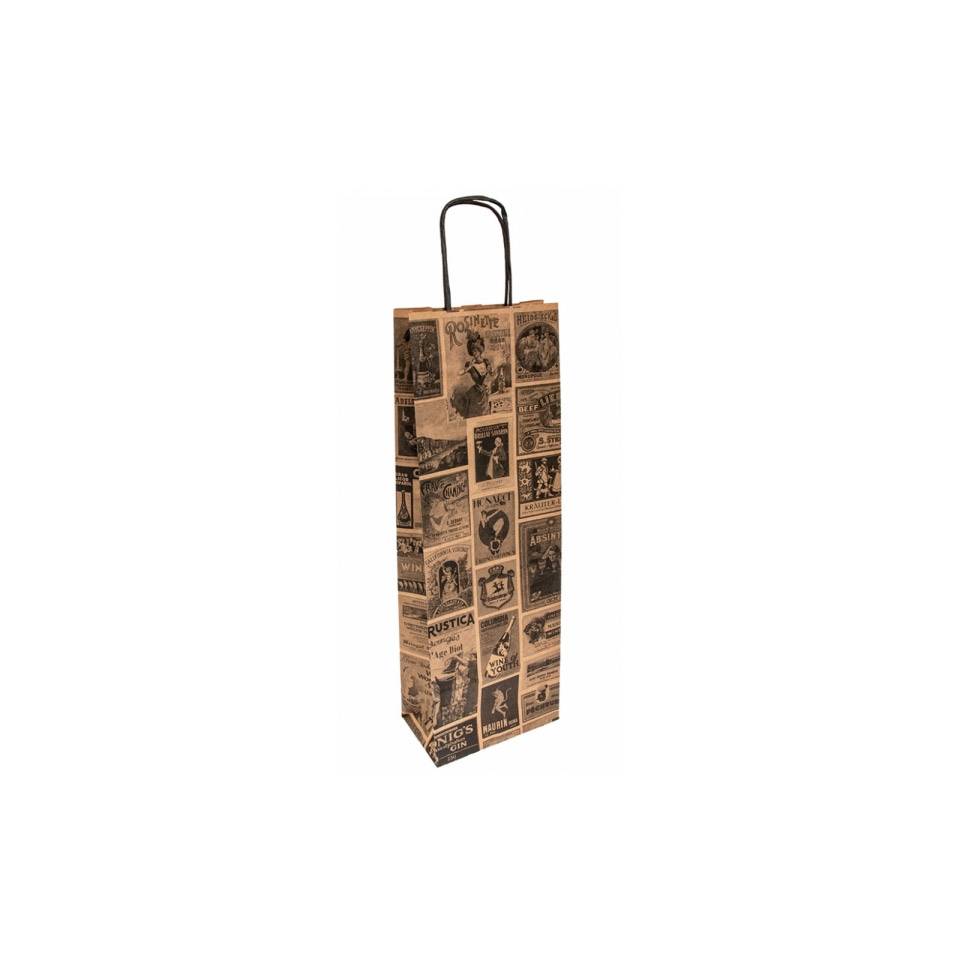 Bacchus bag for bottles made of decorated paper cm 14x8x40