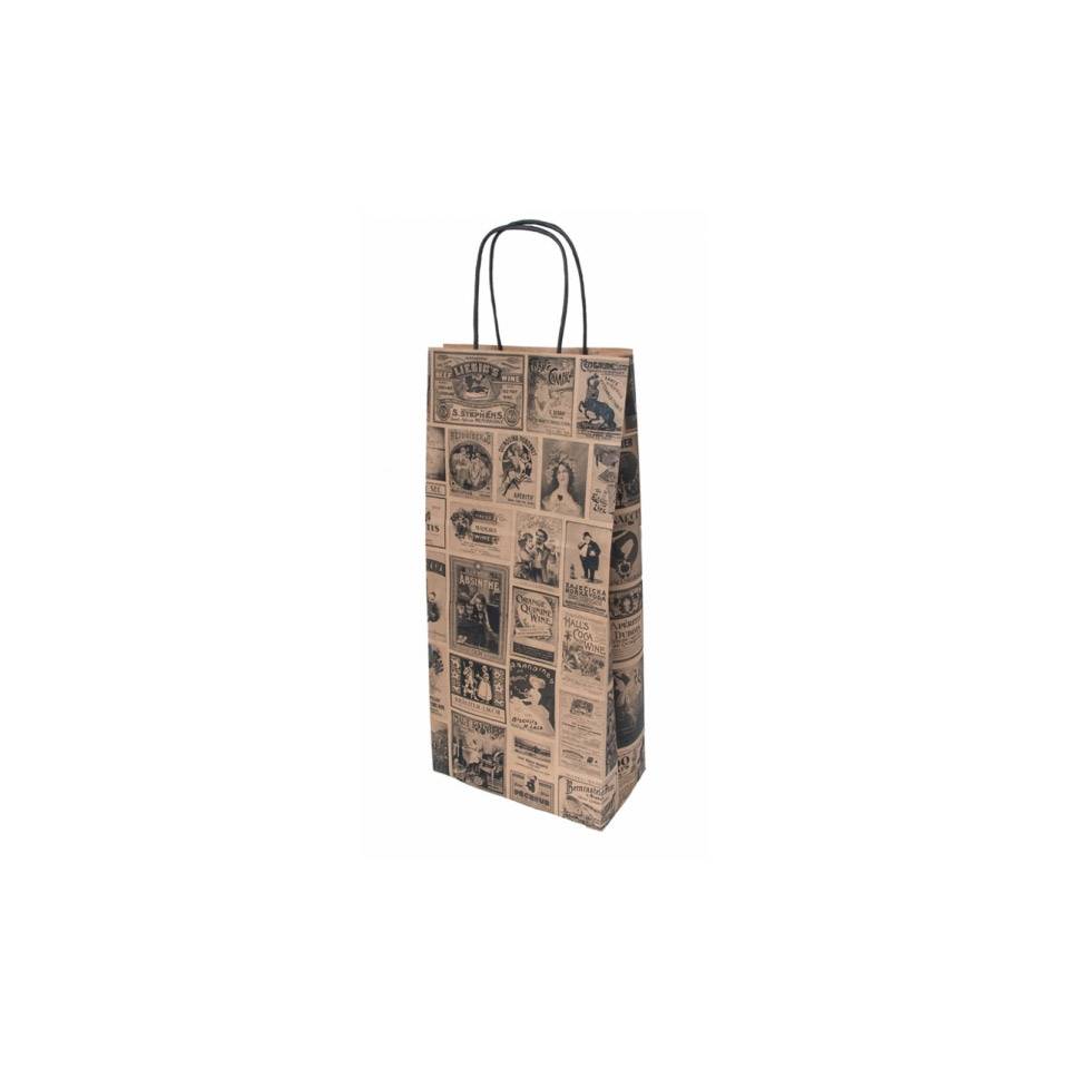 Bacchus bag for bottles made of decorated paper cm 18x10x39