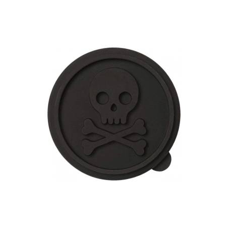Tampon à biscuits en silicone pour tête de mort noire 7 cm
