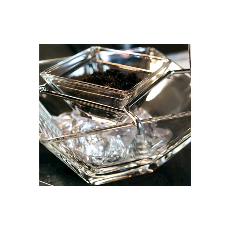 Set caviale torcello Vidivi in vetro con cucchiaino acciaio cm 14x14x10