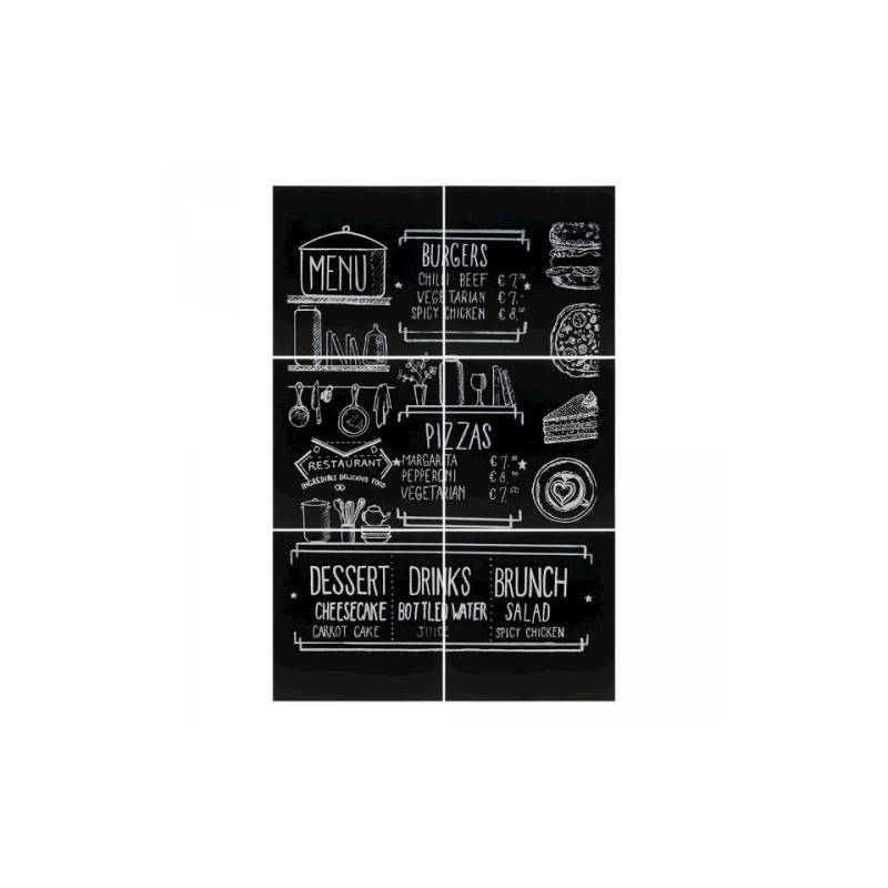 Set of 6 XXL black plastic blackboards 40x40 cm