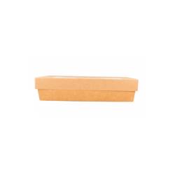 Brown paper container with lid and window 8.26x5.51x1.96 inch