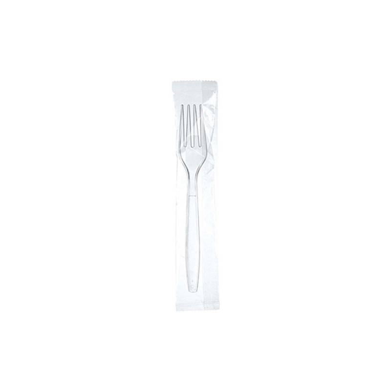Disposable fork individually bagged in clear plastic cm 18