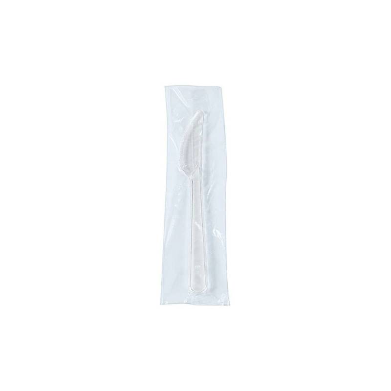 Cuchillo desechable envuelto individualmente en plástico transparente cm 18