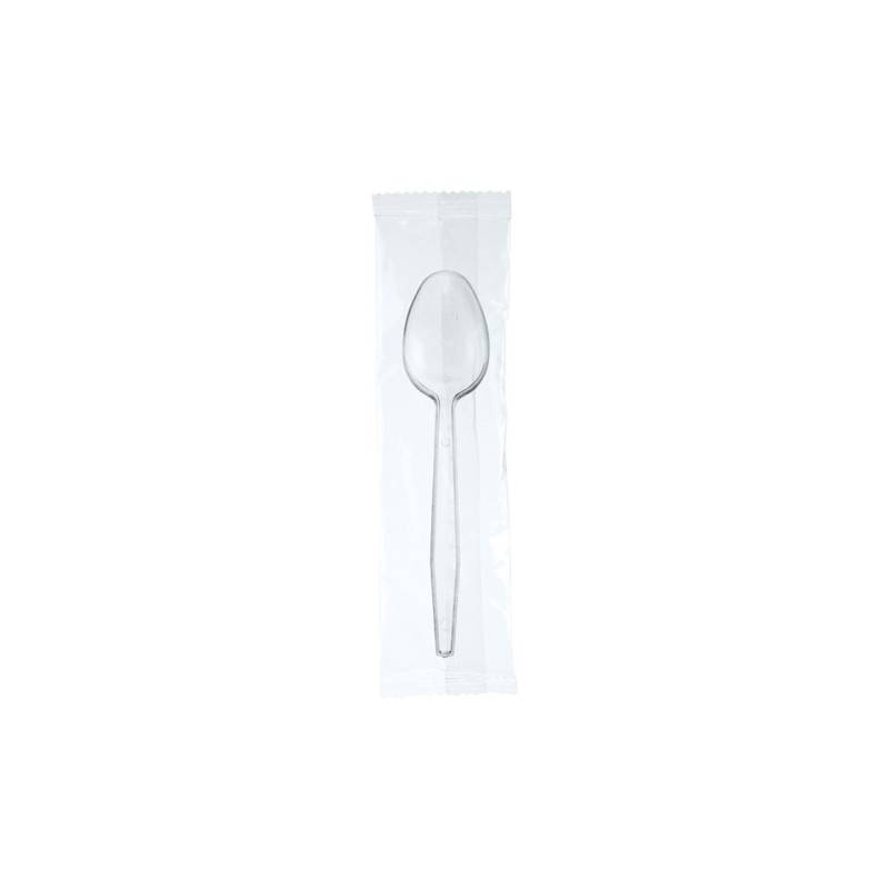 Disposable spoon individually bagged in clear plastic cm 18