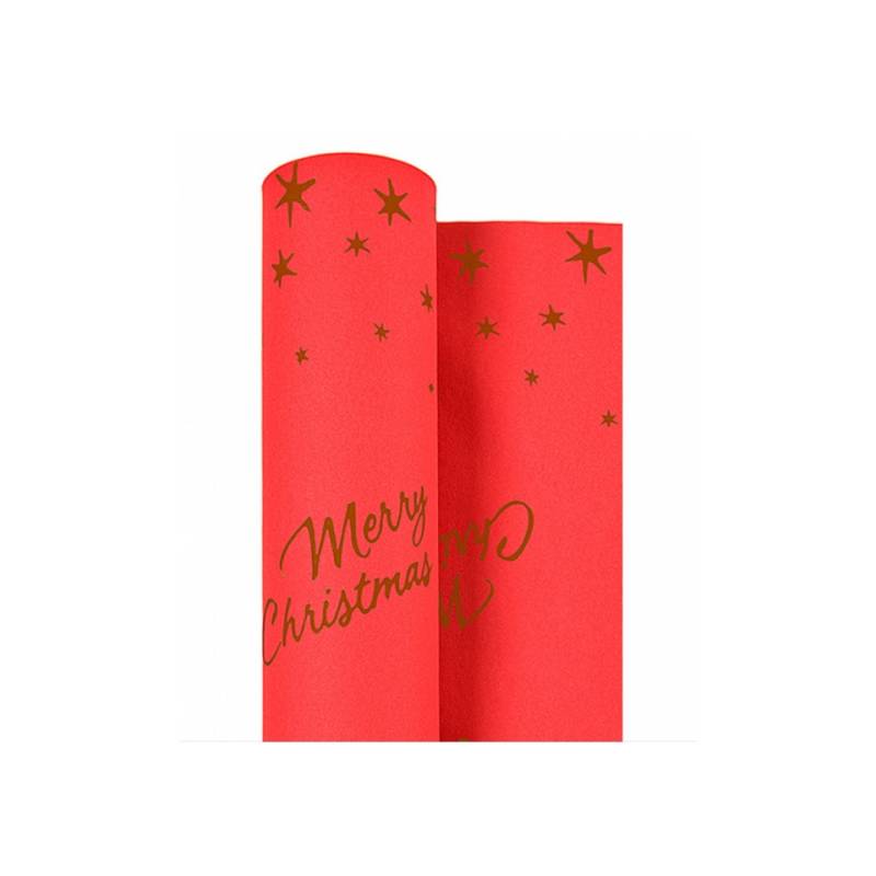 Rotolo tovaglia Merry Christmas in airlaid rosso mt 25x1,20